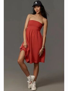 ANTHRO Daily Practice Strapless Side Bow Midi Dress XS